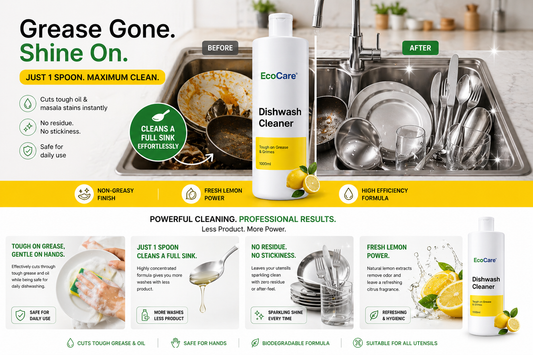 EcoCare's Dishwash Cleaner - 1000ml | Ultra-Concentrated | 1 Spoonful for a Full Meal's Utensils