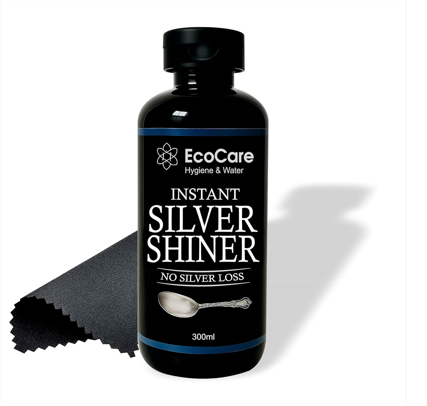 EcoCare Silver Dip Cleaner Long-Lasting Polish With 0% Silver Loss Scratch-Free Sparkling Clean Non-Toxic Liquid For Jewellery, Coins, Bricks, Idols, Kalash, Pooja Thali Other Silver Utensils 300ML