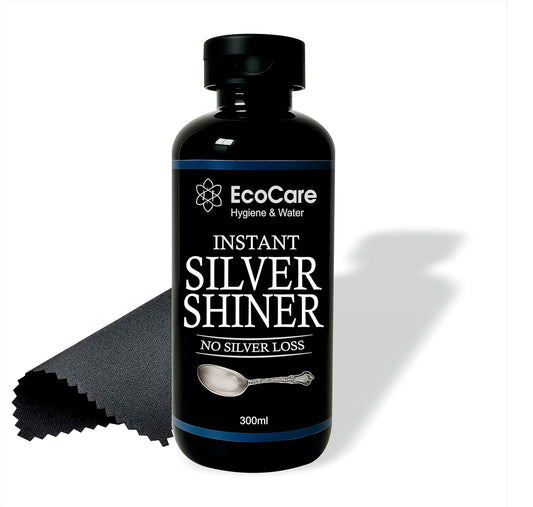 EcoCare Silver Dip Cleaner Long-Lasting Polish With 0% Silver Loss Scratch-Free Sparkling Clean Non-Toxic Liquid For Jewellery, Coins, Bricks, Idols, Kalash, Pooja Thali Other Silver Utensils 300ML