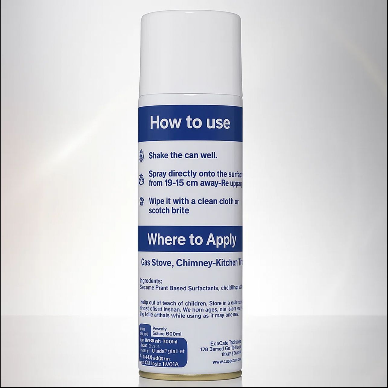 Spray can with label on a white background