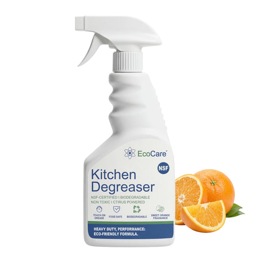EcoCare Kitchen Degreaser Spray | NSF-Certified Biodegradable Kitchen Cleaner | Heavy Duty Grease Remover for Stove, Oven, Chimney, Countertops & Appliances | Citrus Powered Non-Toxic Formula