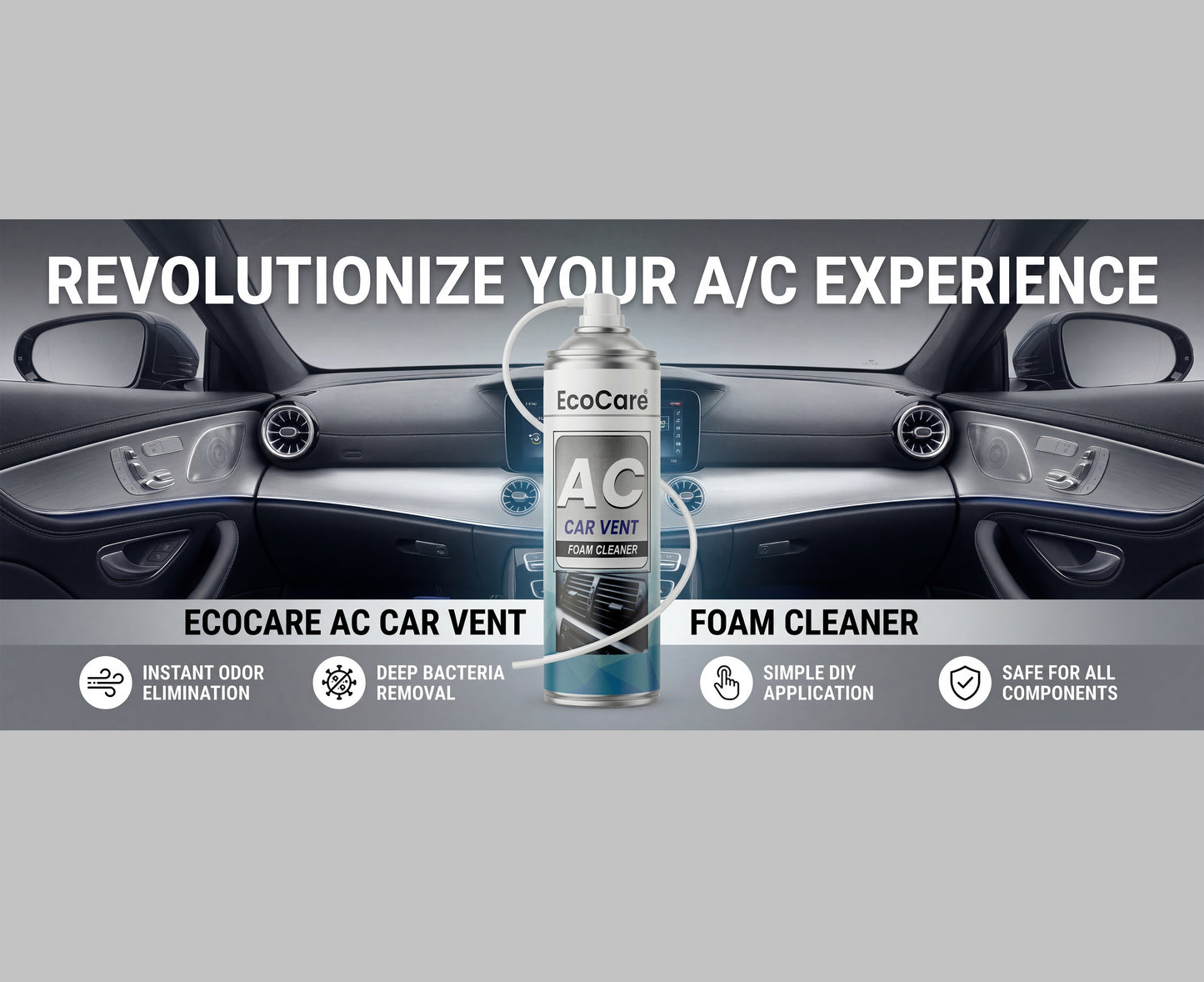 Eko Power Car AC Foam Cleaner - 500ml | Deep Evaporator & Vent Purifier with Extension Pipe