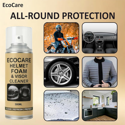 EcoCare 2-in-1 Helmet Foam & Visor Cleaner (300ml) – Antibacterial Interior Refresher & Crystal Clear Visor Shine