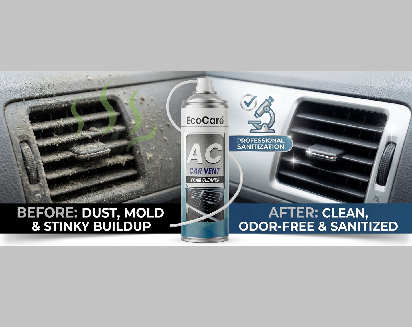 Eko Power Car AC Foam Cleaner - 500ml | Deep Evaporator & Vent Purifier with Extension Pipe