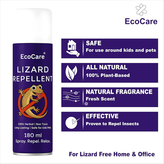 EcoCare Lizard Repellent Spray (180ml) – 100% Non-Toxic, Plant-Based & Pet-Safe Anti-Lizard Shield for Home & Office
