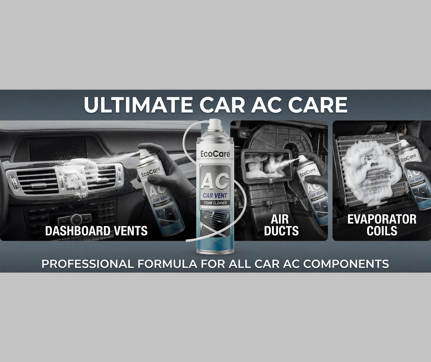 Eko Power Car AC Foam Cleaner - 500ml | Deep Evaporator & Vent Purifier with Extension Pipe