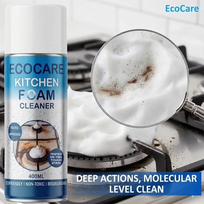 EcoCare Kitchen Foam Cleaner Spray 400ml | Multipurpose Kitchen Degreaser for Stove, Chimney, Oven, Sink & Grease Removal | Non-Toxic Biodegradable Cleaning Foam