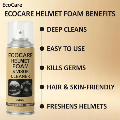 EcoCare 2-in-1 Helmet Foam & Visor Cleaner (300ml) – Antibacterial Interior Refresher & Crystal Clear Visor Shine