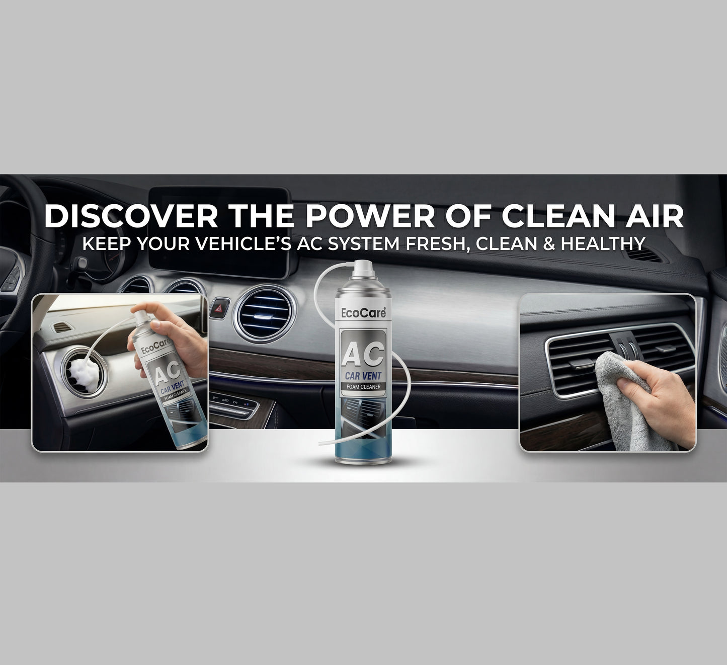 Eko Power Car AC Foam Cleaner - 500ml | Deep Evaporator & Vent Purifier with Extension Pipe