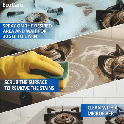 EcoCare Kitchen Foam Cleaner Spray 400ml | Multipurpose Kitchen Degreaser for Stove, Chimney, Oven, Sink & Grease Removal | Non-Toxic Biodegradable Cleaning Foam