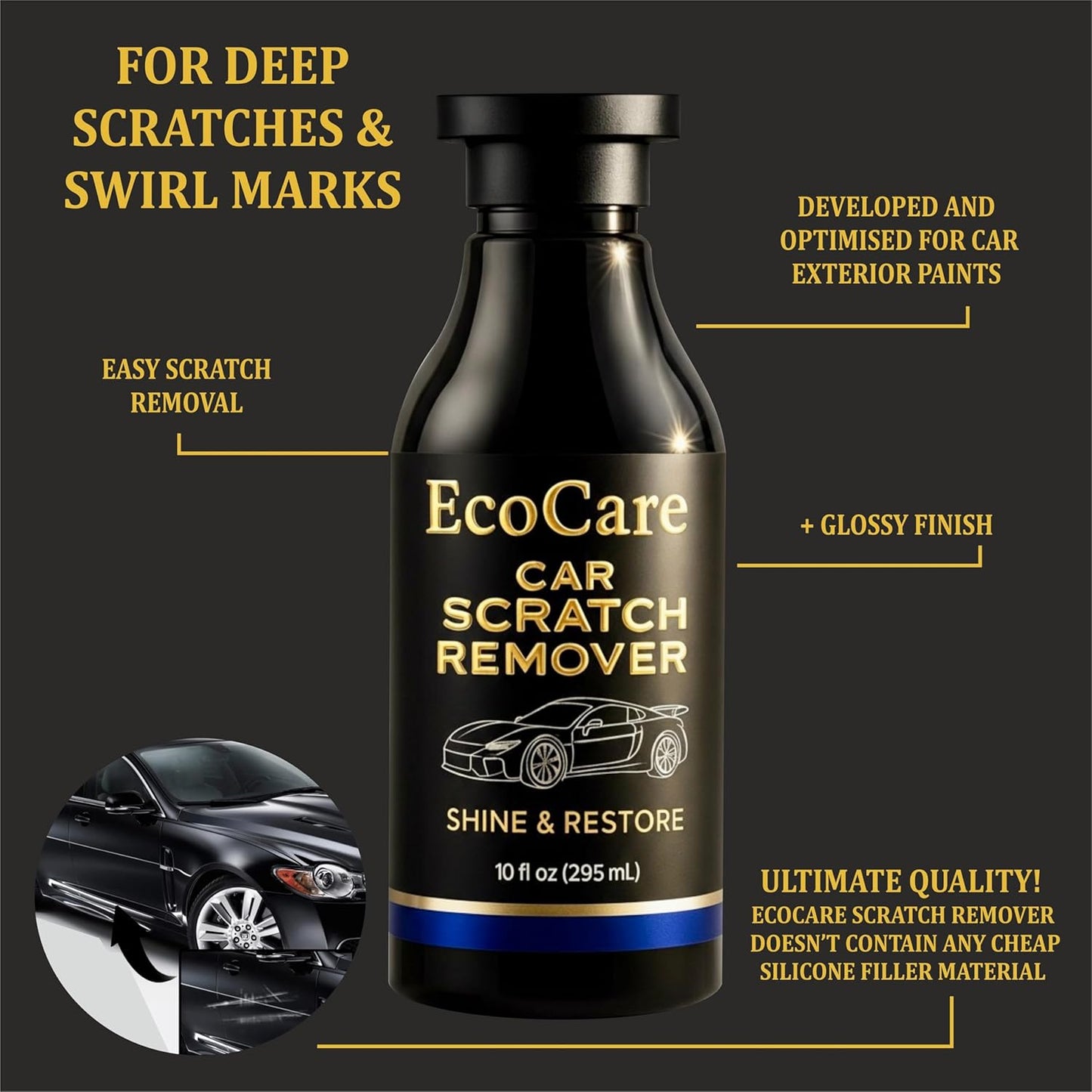 EcoCare Ultimate Car Scratch Remover (300ml) – Professional Grade Paint Restoration & High-Gloss Polish