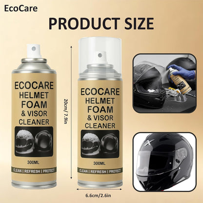 EcoCare 2-in-1 Helmet Foam & Visor Cleaner (300ml) – Antibacterial Interior Refresher & Crystal Clear Visor Shine