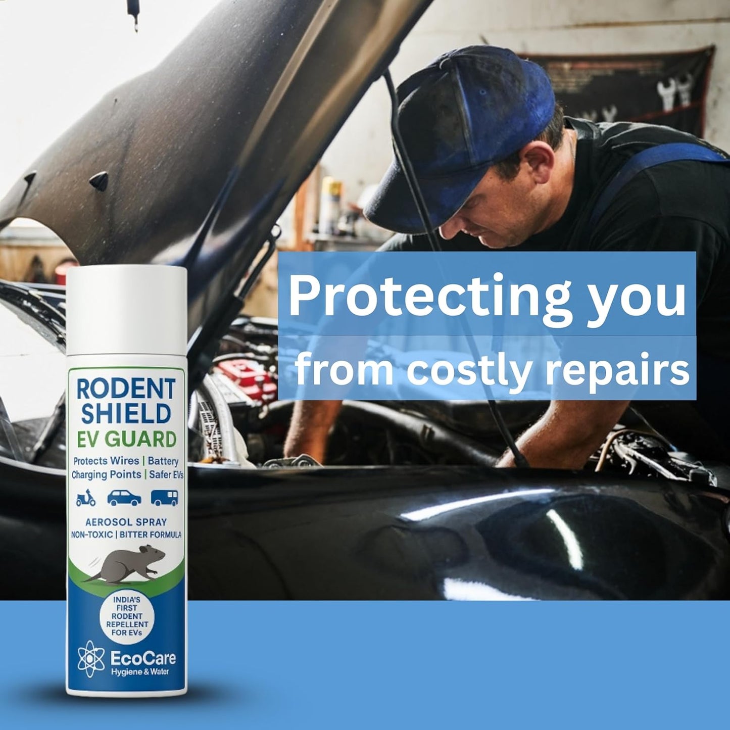 EcoCare Rodent Shield EV Guard – Advanced Rat Repellent Spray for Car Engines (Protects Wires, Cables & Rubber Parts)