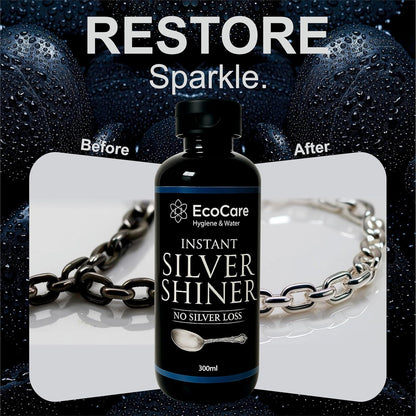 EcoCare Silver Dip Cleaner Long-Lasting Polish With 0% Silver Loss Scratch-Free Sparkling Clean Non-Toxic Liquid For Jewellery, Coins, Bricks, Idols, Kalash, Pooja Thali Other Silver Utensils 300ML