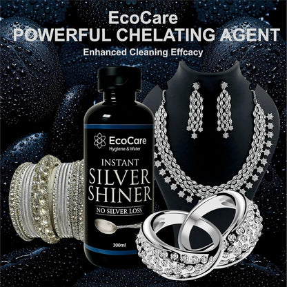 EcoCare Silver Dip Cleaner Long-Lasting Polish With 0% Silver Loss Scratch-Free Sparkling Clean Non-Toxic Liquid For Jewellery, Coins, Bricks, Idols, Kalash, Pooja Thali Other Silver Utensils 300ML