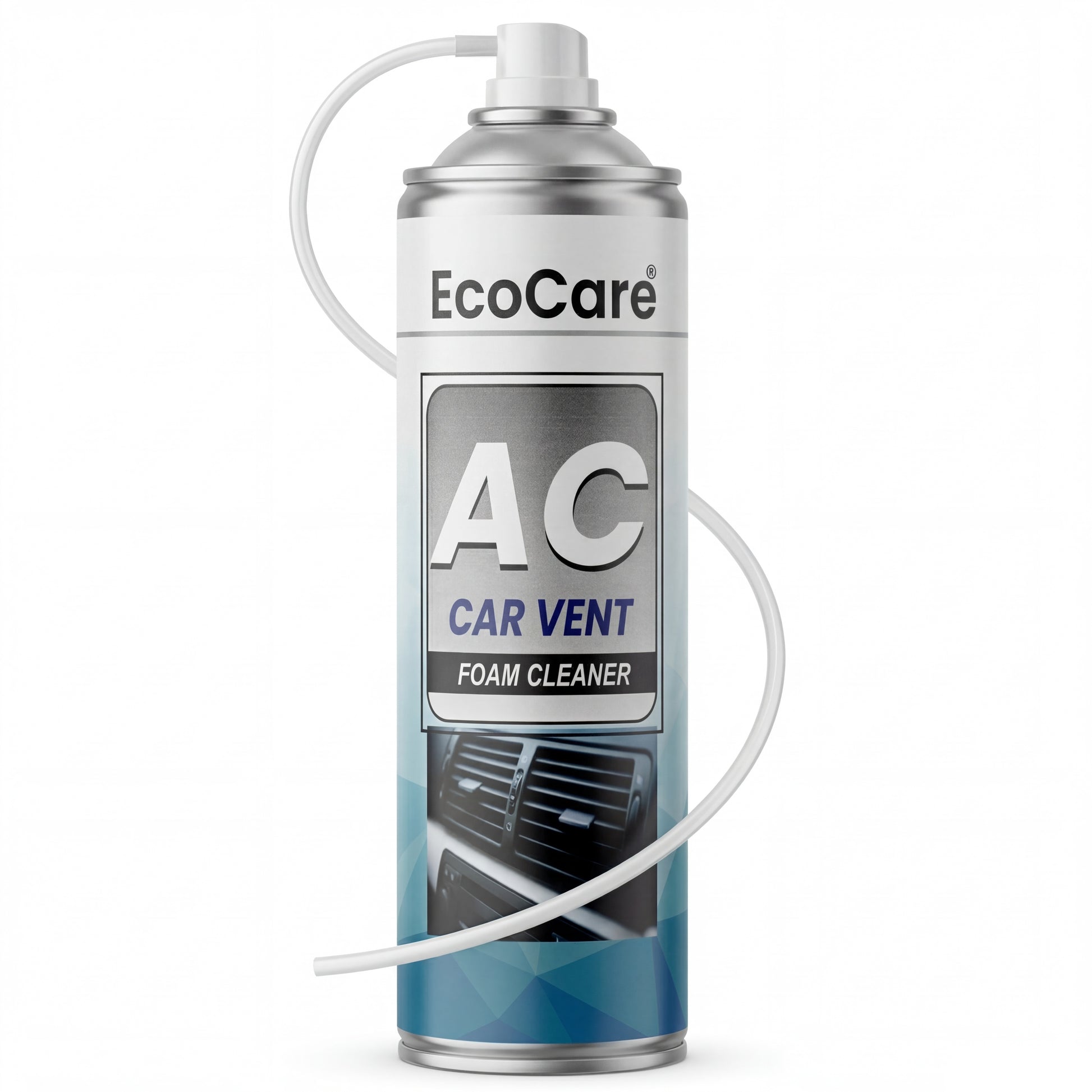 Eko Power Car AC Foam Cleaner with 500ml can and flexible extension tube for deep vent cleaning.