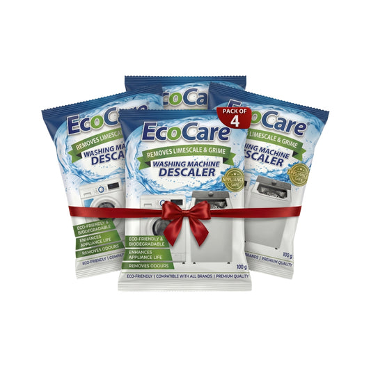 EcoCare Washing Machine Descaler Powder (Pack of 4) | Removes Limescale, Grime & Odors | Deep Cleaning Washing Machine Cleaner for Front Load & Top Load Machines | Eco-Friendly Appliance Descaling Solution
