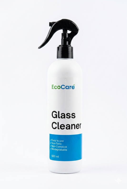 EcoCare Glass Cleaner 450ml bottle with ergonomic trigger spray.