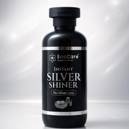 Black bottle of EcoCare Instant Silver Shiner on a white background