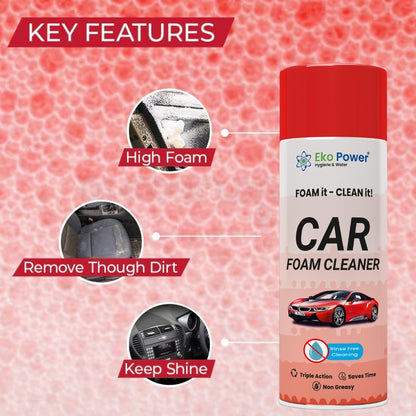 Using Eko Power foam spray to clean a dirty car seat 
 and dashboard without water.