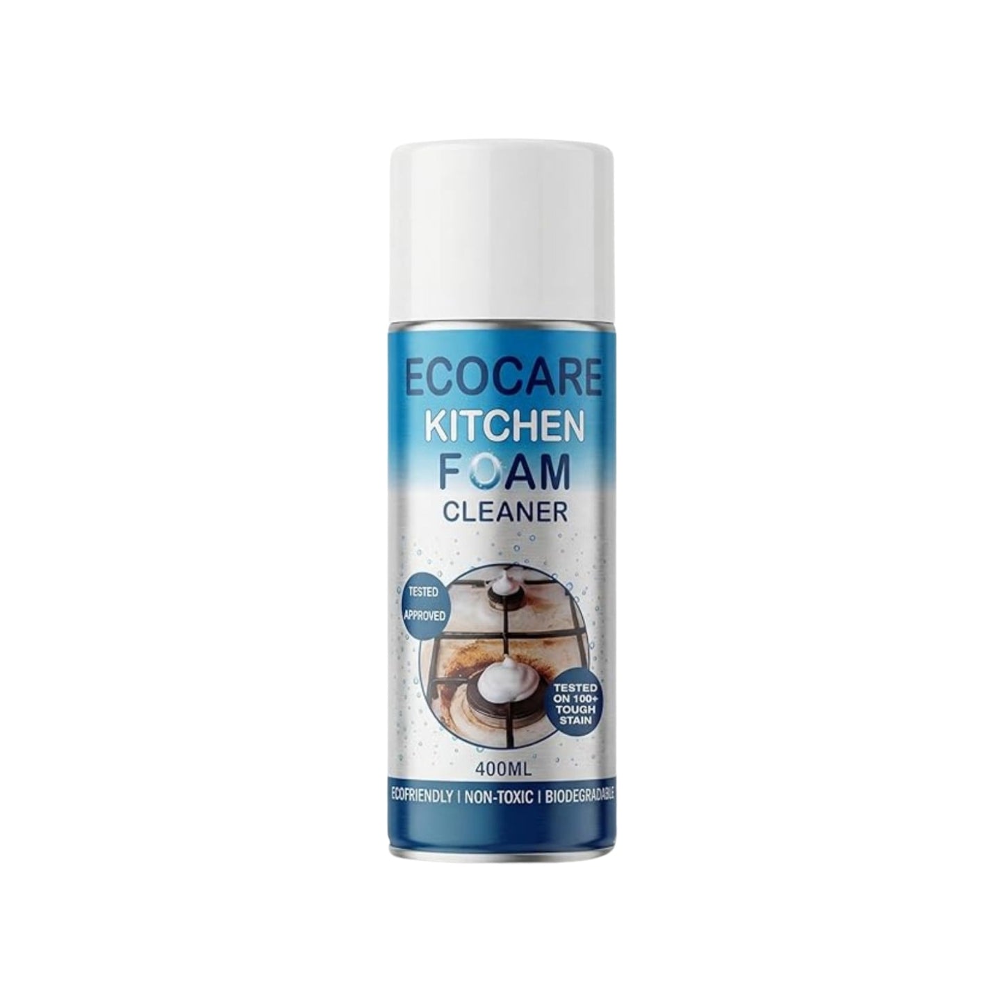 EcoCare Kitchen Foam Cleaner Spray 400ml | Multipurpose Kitchen Degreaser for Stove, Chimney, Oven, Sink & Grease Removal | Non-Toxic Biodegradable Cleaning Foam