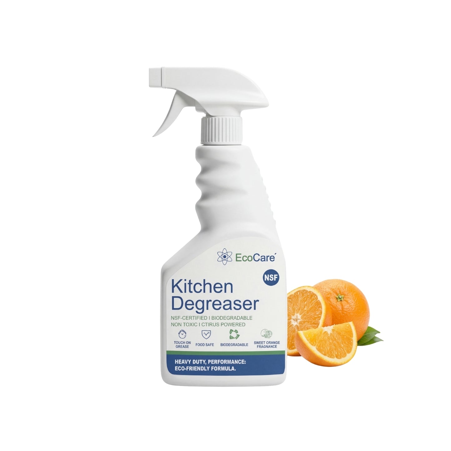 EcoCare Kitchen Degreaser Spray | NSF-Certified Biodegradable Kitchen Cleaner | Heavy Duty Grease Remover for Stove, Oven, Chimney, Countertops & Appliances | Citrus Powered Non-Toxic Formula