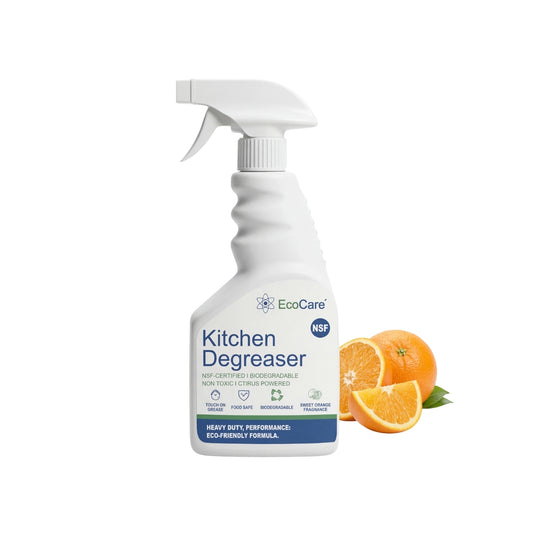 EcoCare Kitchen Degreaser Spray | NSF-Certified Biodegradable Kitchen Cleaner | Heavy Duty Grease Remover for Stove, Oven, Chimney, Countertops & Appliances | Citrus Powered Non-Toxic Formula