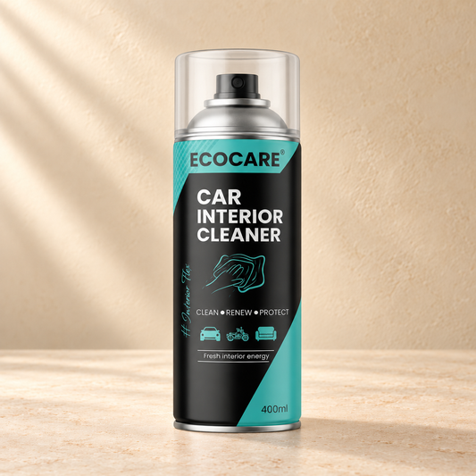 EcoCare Car Interior Foam Cleaner - 600 ml on a warm neutral studio background