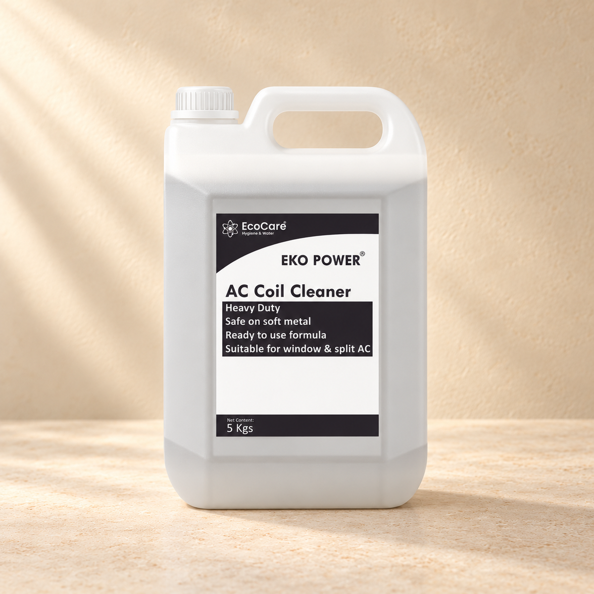 EcoCare AC Coil Cleaner & Shiner - 5 L on a warm neutral studio background