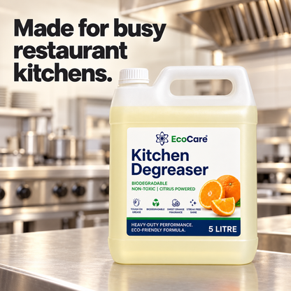 EcoCare Kitchen Degreaser 5 L in a professional restaurant kitchen setting