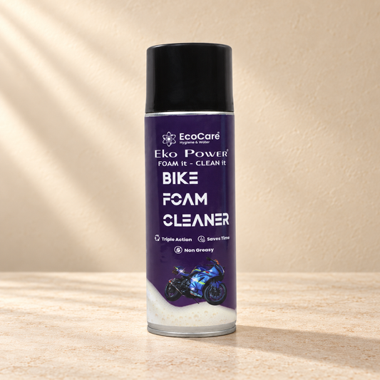 EcoCare Waterless Bike Foam Cleaner - 500 ml on a warm neutral studio background