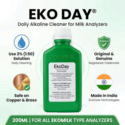 Eko Day 200 ml daily milk analyzer cleaner bottle and product details