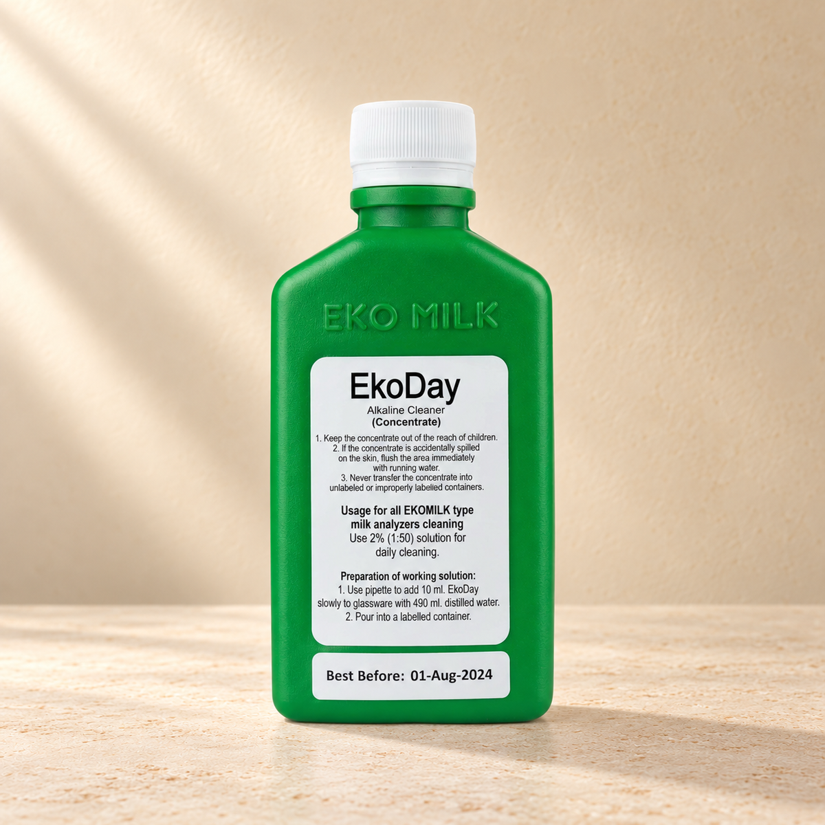 Eko Day (Eko Milk) Daily Milk Analyzer Cleaner - 200 ml on a warm neutral studio background