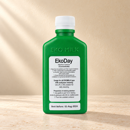 Eko Day (Eko Milk) Daily Milk Analyzer Cleaner - 200 ml on a warm neutral studio background