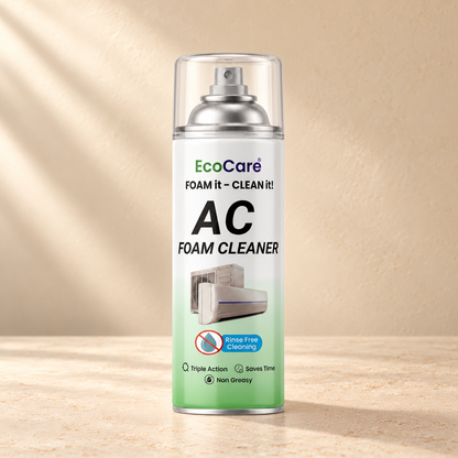 EcoCare AC Foam Cleaner for Split & Window AC - 500 ml on a warm neutral studio background