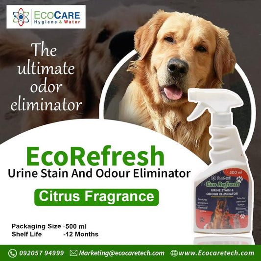 EcoRefresh Pet Urine stain & odour eliminator | Enzyme based formula | Safe for Pets and Human | Ready to use | Pleasant fragrance