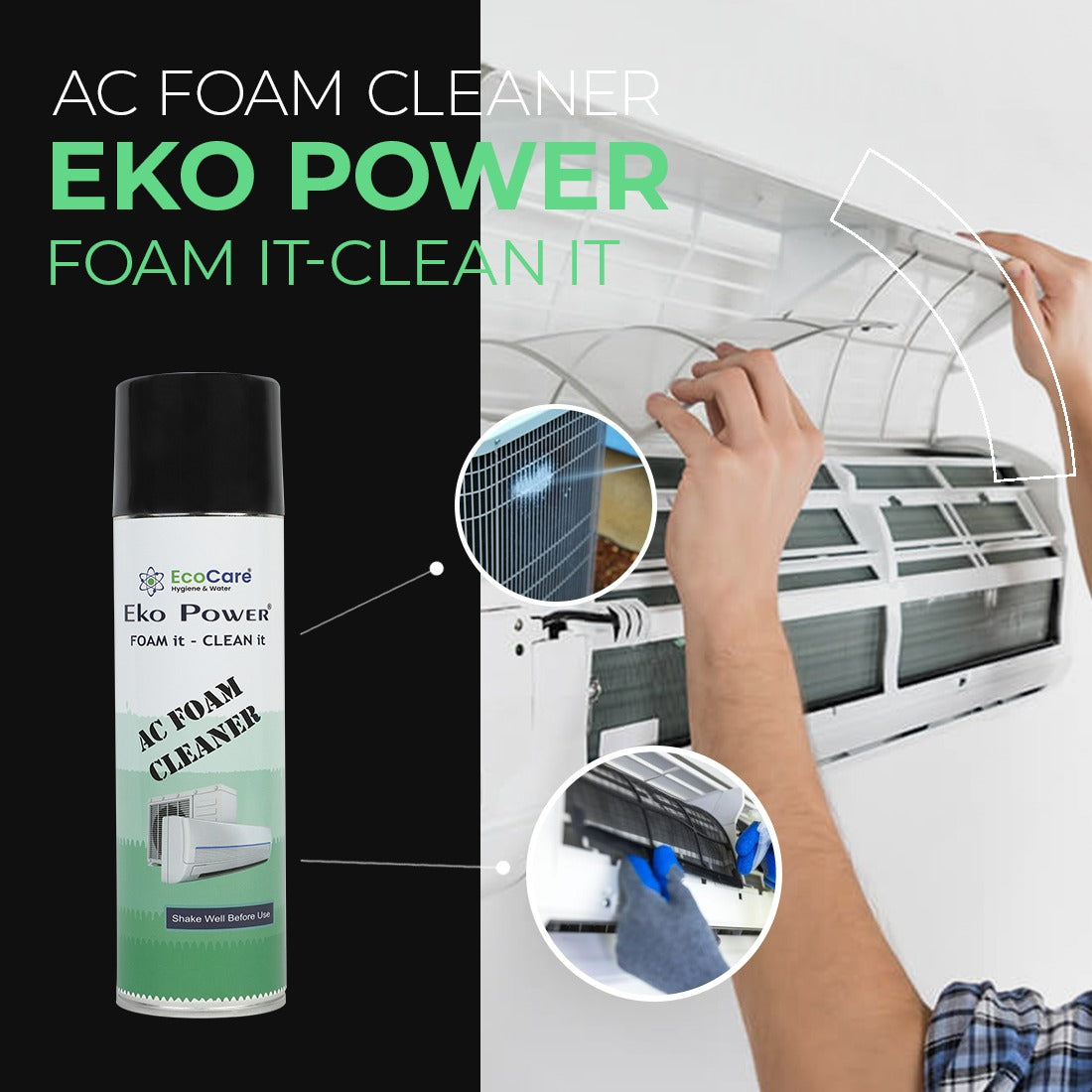 Ac Cleaner Powder Eko Power AC Foam Cleaner | Specially designed for Split & Window AC ...